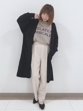 「ロゴニット」｜「アイテム（パンプス）」を使った、RA★SEさん（レディース・162cm）の冬コーディネート