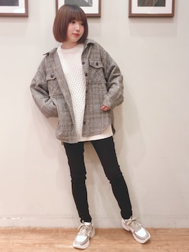 「ケーブルニット」｜「アイテム（ミリタリージャケット）」を使った、RA★SEさん（レディース・162cm）の秋コーディネート