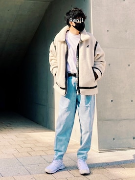 「KANGOL（カンゴール）のアイテム（ブルゾン）」を使った、Renjiさん（メンズ・173cm）の秋コーディネート