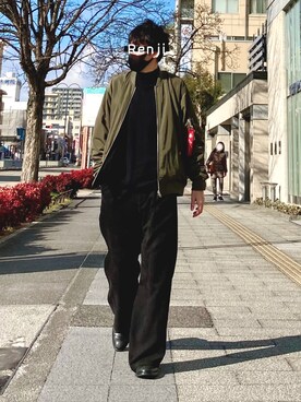「URBAN RESEARCH Sonny Label（アーバンリサーチサニーレーベル）のアイテム（MA-1）」を使った、Renjiさん（メンズ・173cm）の冬コーディネート