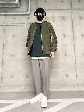 「URBAN RESEARCH Sonny Label（アーバンリサーチサニーレーベル）のアイテム（MA-1）」を使った、Renjiさん（メンズ・173cm）の春コーディネート