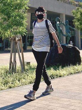 「バスクシャツ」｜「アイテム（その他）」を使った、Renjiさん（メンズ・173cm）の夏コーディネート