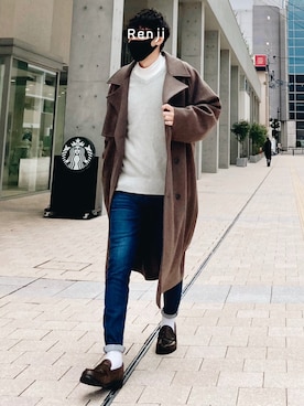 「Lee」｜「アイテム（トレンチコート）」を使った、Renjiさん（メンズ・173cm）の冬コーディネート