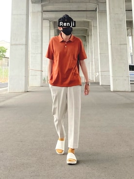 「URBAN RESEARCH ROSSO MEN（アーバンリサーチロッソメン）の『XLサイズあり』『抗菌/防臭』ハイパフォーマンスコットン天竺ポロシャツ（ポロシャツ）」を使った、Renjiさん（メンズ・173cm）の夏コーディネート