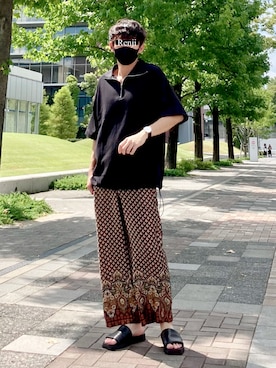 「MAISON SPECIAL（メゾンスペシャル）のアイテム（サンダル）」を使った、Renjiさん（メンズ・173cm）の夏コーディネート