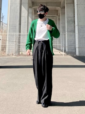 「EDWIN（エドウィン）のアイテム（スラックス）」を使った、Renjiさん（メンズ・173cm）の春コーディネート