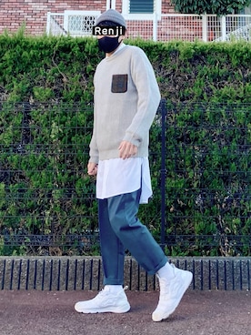 「SonnyLabel」｜「アイテム（スラックス）」を使った、Renjiさん（メンズ・173cm）の冬コーディネート