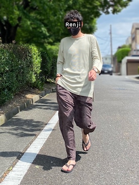 「H&M（エイチ・アンド・エム）のアイテム（サンダル）」を使った、Renjiさん（メンズ・173cm）の夏コーディネート