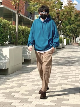「プルオーバーパーカー」｜「アイテム（その他）」を使った、Renjiさん（メンズ・173cm）の秋コーディネート