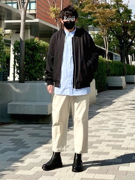 「Confirm（コンファーム）のアイテム（ブルゾン）」を使った、Renjiさん（メンズ・173cm）の秋コーディネート