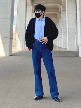 「GLOSTER（グロスター）のアイテム」を使った、Renjiさん（メンズ・173cm）の冬コーディネート