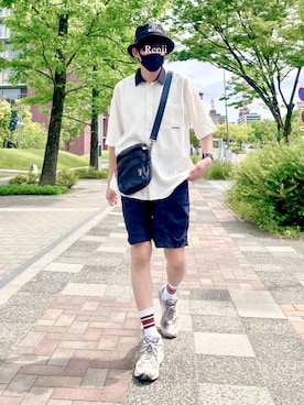 「ジョンズクローゼット」｜「アイテム（帽子）」を使った、Renjiさん（メンズ・173cm）の春コーディネート