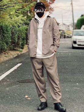 「とろみシャツ」｜「アイテム（その他）」を使った、Renjiさん（メンズ・173cm）の秋コーディネート