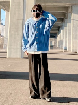 「サックスブルー」｜「アイテム（その他）」を使った、Renjiさん（メンズ・173cm）の冬コーディネート