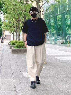 「SonnyLabel」｜「アイテム（ニットキャップ/ビーニー）」を使った、Renjiさん（メンズ・173cm）の夏コーディネート
