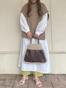 「ITEMS URBANRESEARCH（アイテムズ アーバンリサーチ）のアイテム（シャツワンピース）」を使った、mayukaさん（レディース・158cm）の夏コーディネート
