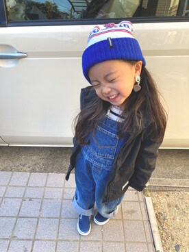 「EDWIN（エドウィン）のアイテム（オールインワン・サロペット）」を使った、home4さん（キッズ・100cm）の冬コーディネート