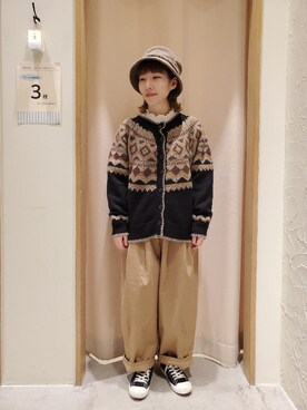 「Samansa Mos2（サマンサ モスモス）のシャーリングレース切替ブラウス（シャツ/ブラウス）」を使った、お お のさん（レディース・155cm）の秋コーディネート