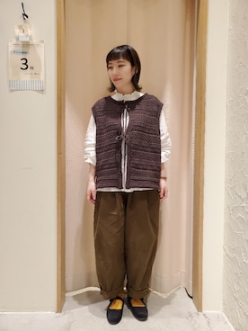 「Samansa Mos2（サマンサ モスモス）のシャーリングレース切替ブラウス（シャツ/ブラウス）」を使った、お お のさん（レディース・155cm）の秋コーディネート