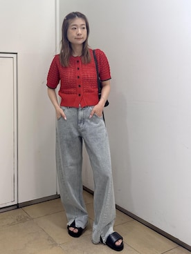 「ADAM ET ROPE'（アダムエロペ）のアイテム（デニムパンツ）」を使った、ハヅキさん（レディース・159cm）の夏コーディネート