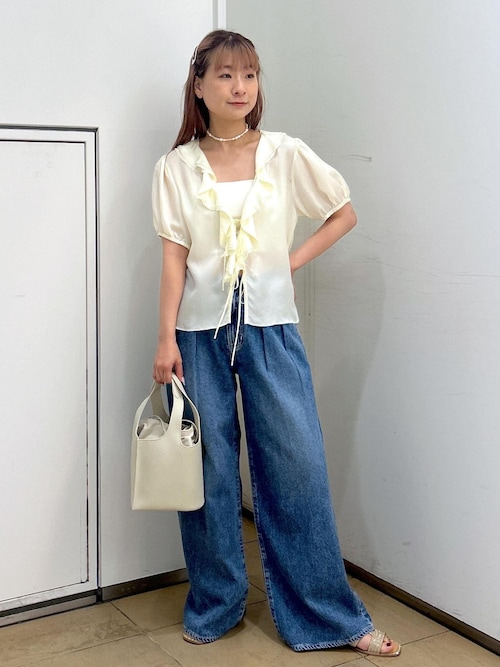 【PROVOKE（プロヴォーク）】別注 cupro raffle collar blouse