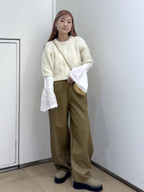 セール】【サステナブル】ケーブルハーフスリーブニット（ニット