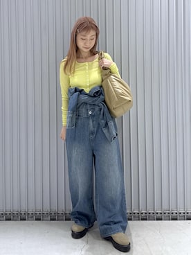「ADAM ET ROPE'（アダムエロペ）のヘンリーネックカットオフウールプルオーバー（Tシャツ/カットソー）」を使った、ハヅキさん（レディース・159cm）の秋コーディネート