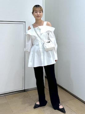「オフショルダー」｜ハヅキさん（レディース・158cm・20代）の春コーディネート