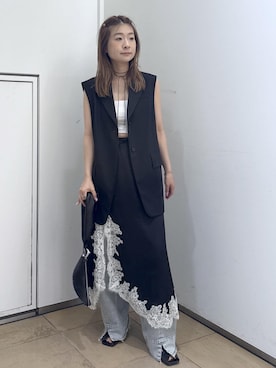 「ADAM ET ROPE'（アダムエロペ）のアイテム（デニムパンツ）」を使った、ハヅキさん（レディース・159cm）の夏コーディネート