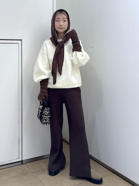 「アイテム（マフラー）」を使った、ハヅキさん（レディース・159cm）の秋コーディネート