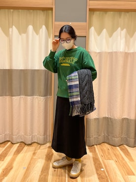 「Samansa Mos2 blue」｜「アイテム（スウェット）」を使った、かなさん（レディース・163cm）の秋コーディネート