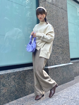 「スクエアトゥ」｜「アイテム（スウェット）」を使った、しばさん（レディース・158cm）の冬コーディネート