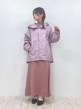 「アイテム（マウンテンパーカー、ピンク系）」を使った、しばさん（レディース・158cm）の冬コーディネート