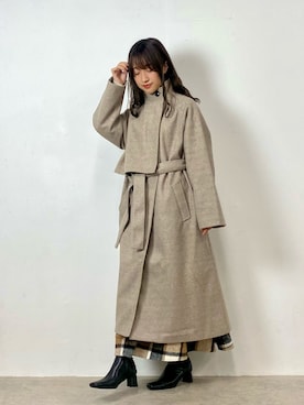 「チェック柄」｜「アイテム（その他アウター）」を使った、しばさん（レディース・158cm）の秋コーディネート