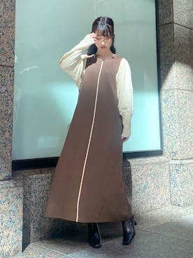「秋色コーデ」｜「アイテム（ワンピース/ドレス）」を使った、しばさん（レディース・158cm）の秋コーディネート