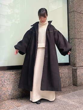 「レイヤード風」｜「アイテム（ジャケット/アウター）」を使った、しばさん（レディース・158cm）の冬コーディネート