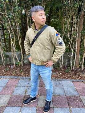 「HOUSTON（ヒューストン）のアイテム（その他アウター）」を使った、Willさん（メンズ・173cm）の冬コーディネート