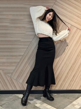 「ur,Melty（ユアメルティー）のアイテム（トップス、ホワイト系）」を使った、suzukifuminaさん（レディース）の冬コーディネート