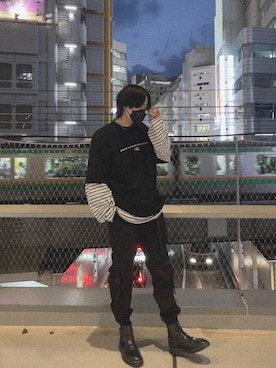 「G.O.C（ジーオーシー）のアイテム（Tシャツ/カットソー）」を使った、HIKARUさん（メンズ・183cm）の春コーディネート