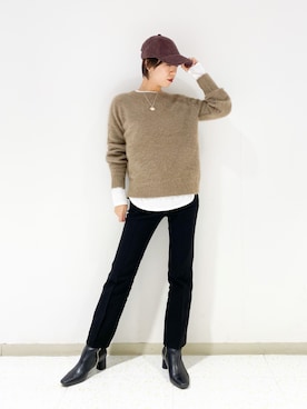 「デイリーカジュアル」｜「アイテム（キャップ）」を使った、mayuさん（レディース・160cm）の冬コーディネート