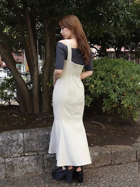 「美シルエット」｜「アイテム（ワンピース/ドレス）」を使った、OTOHAさん（レディース・156cm）の春コーディネート