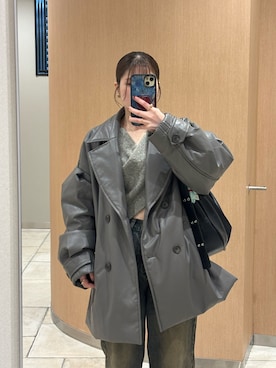 「グレーコーデ」｜「アイテム（その他アウター）」を使った、®️さん（レディース・148cm）の冬コーディネート