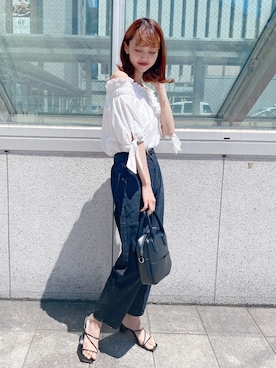 「Crisp（クリスプ）のベーシックデニムパンツ（デニムパンツ）」を使った、玲奈さん（レディース・157cm）の夏コーディネート