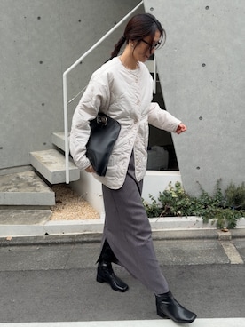 「アイテム（ノーカラージャケット）」を使った、hisaさん（レディース・170cm）の秋コーディネート