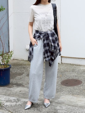 「アイテム（スウェットパンツ）」を使った、hisa170さん（レディース・170cm）の夏コーディネート