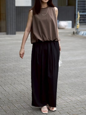 「アイテム（タンクトップ）」を使った、HISAさん（レディース・170cm）の秋コーディネート