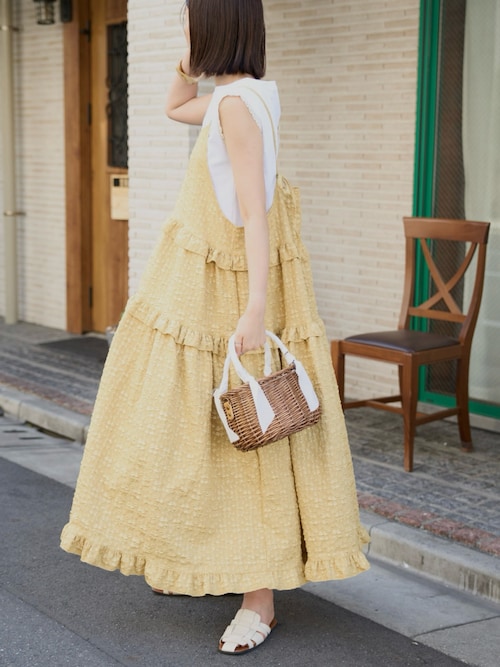 JnylonStudios ドット柄 フリル フレア キャミソールワンピース  