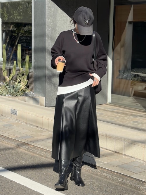 セール】フェイクレザーフレアスカート/セットアップ対応（スカート