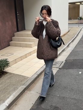 「アイテム（ノーカラージャケット）」を使った、hisaさん（レディース・170cm）の秋コーディネート