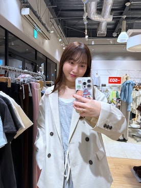 「LOWRYS FARM（ローリーズファーム）のスタイルＵＰクロスカップキャミ　100757（Tシャツ/カットソー、ホワイト系）」を使った、るりこさん（レディース）の春コーディネート